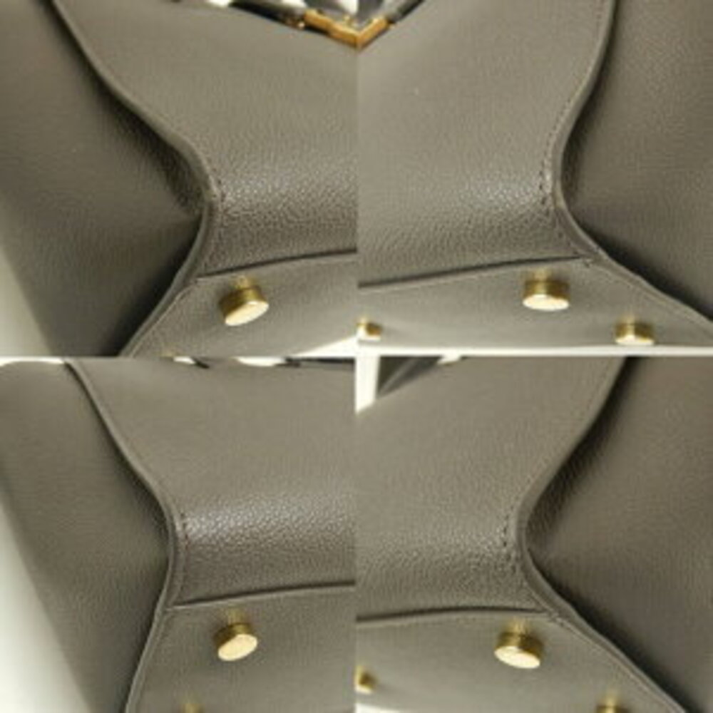 SAINT LAURENT Downtown Cabas handbag grained leather gray - Picture 7 of 9